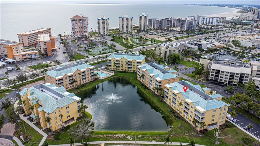 View of urban area featuring a large body of water