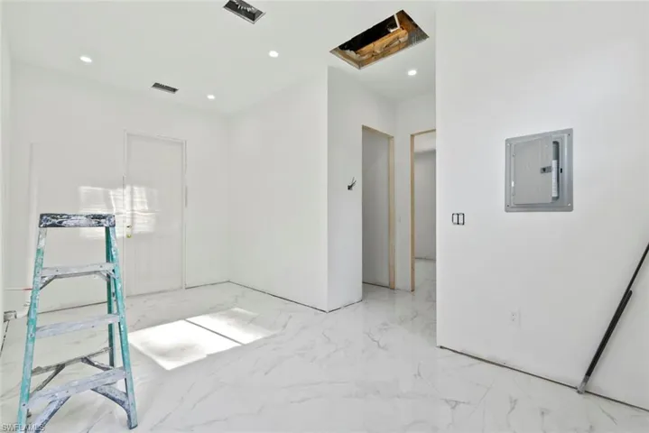Guest House currently under construction: kitchen will be on the left, living room on the right. Laundry room and WC opposite one another in hallway