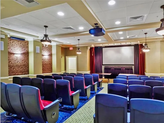 Home theater featuring recessed lighting and visible vents