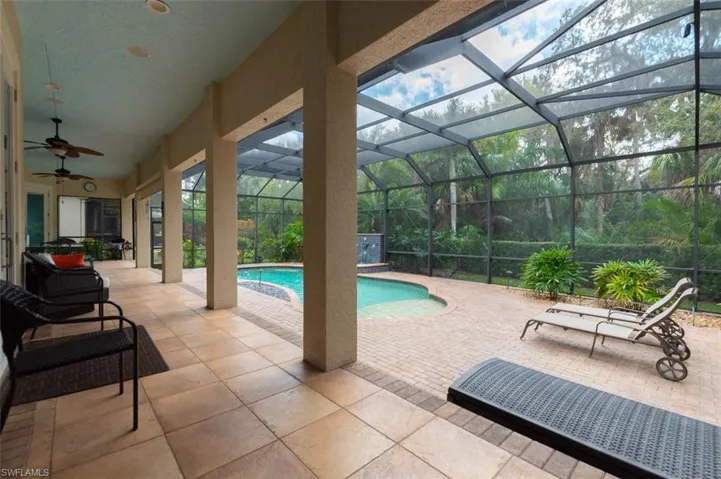 Step down from the lanai to the pool
