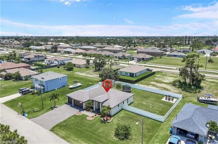 Aerial perspective of suburban area