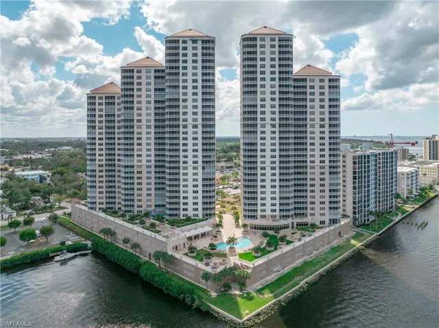View of building exterior featuring a water view