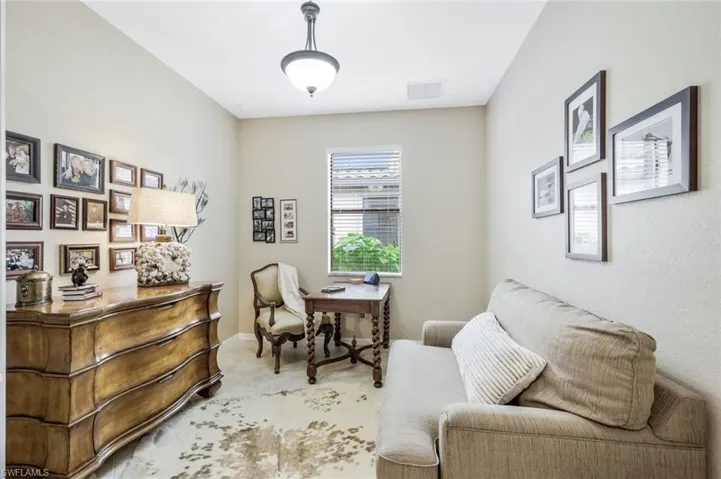 Home office with carpet flooring