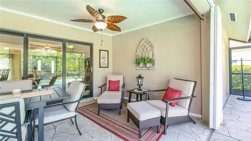 View of Lanai with ceiling fan