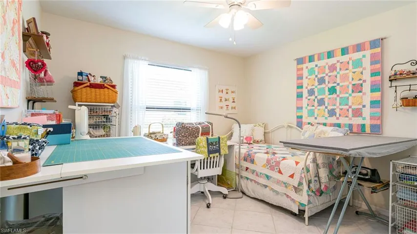 3rd Bedroom, Ceiling Fan, 1 large window & tiled floor