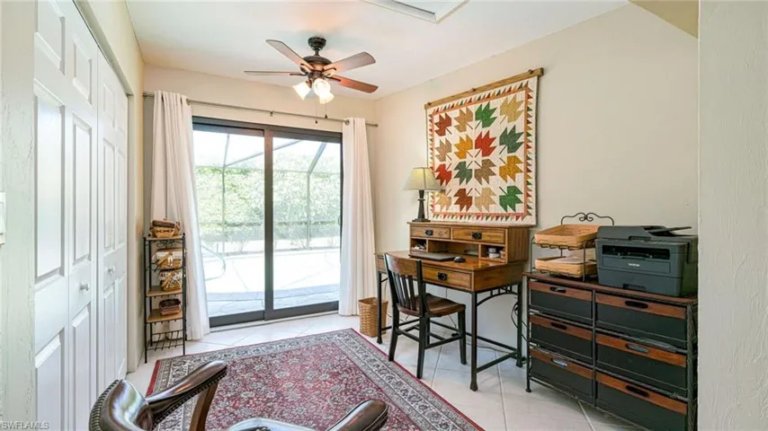 Bonus Space in Master Bedroom w/Tiled floor & ceiling fan, Sliders to Lanai