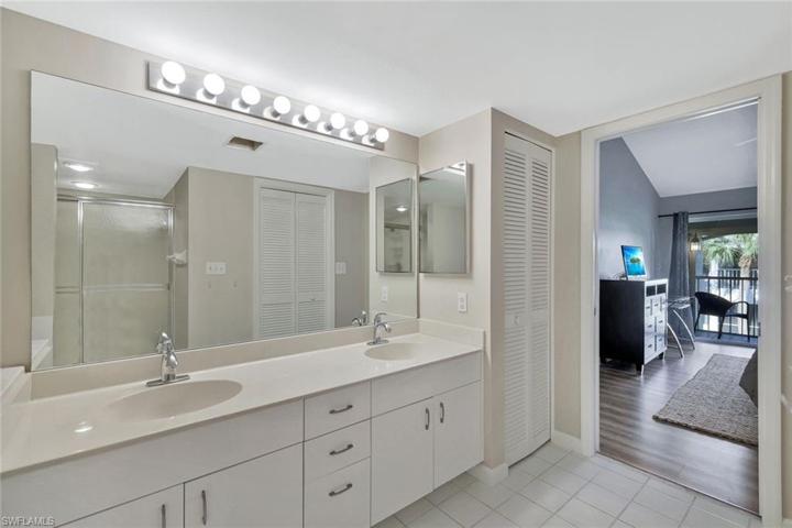 Dual sinks, soaking tub and walk in shower.