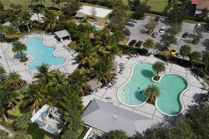 Bird's eye view of a pool area