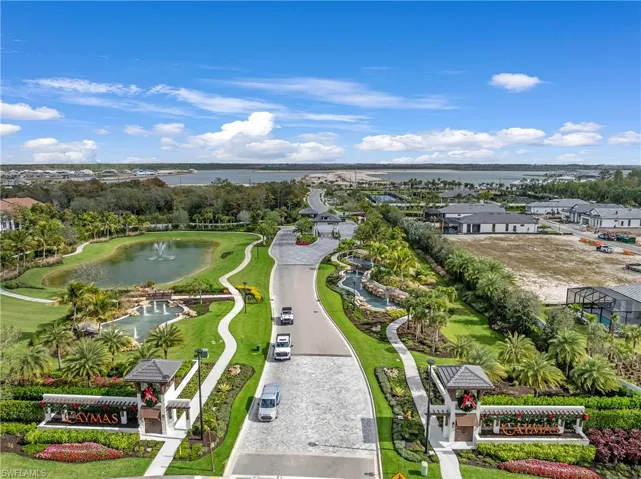 Bird's eye view of a nearby body of water