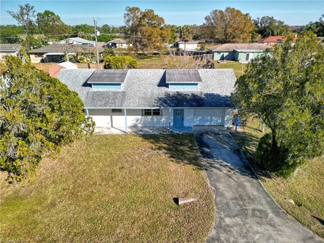 Aerial view of the front of the home