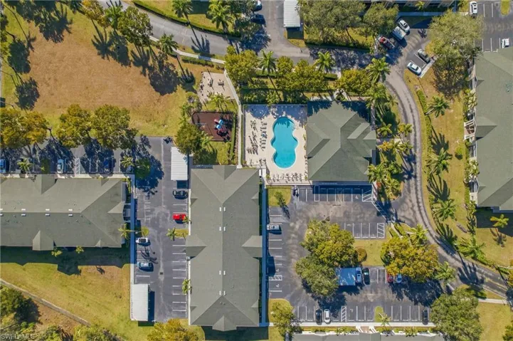 Aerial view of a pool area