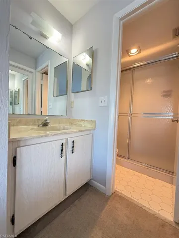 Master Bathroom with vanity and walk in shower