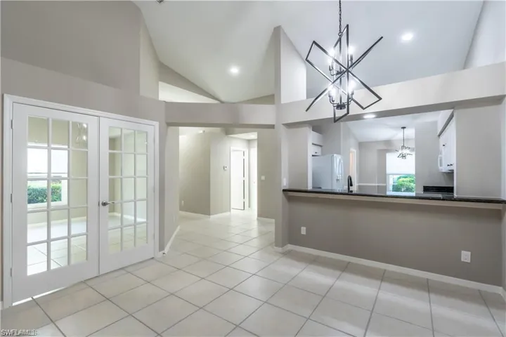 Kitchen Bar, access to Bedroom/Office via French Doors