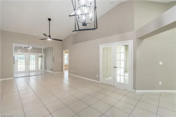 Living Room with access to Bedroom/Office (French Doors), Master Bedroom and Sunroom