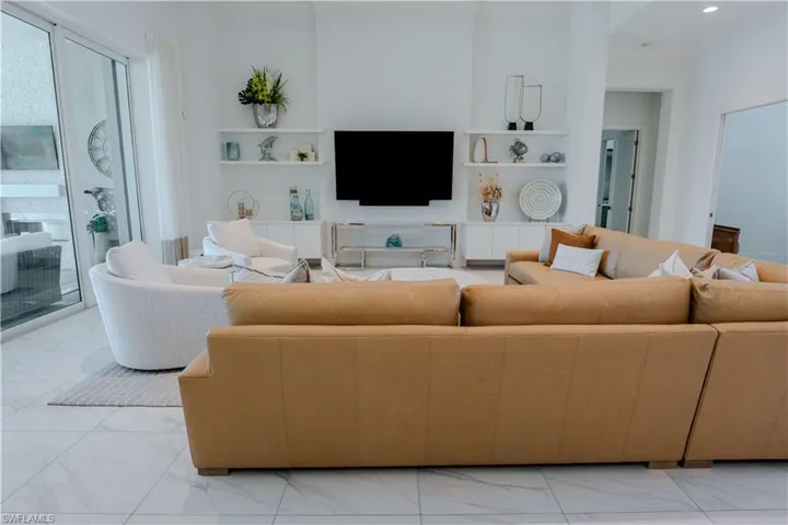 Living room with built in features