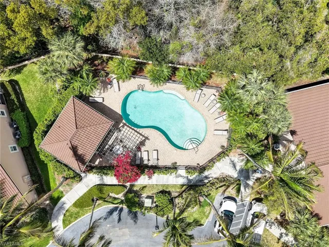 Bird's eye view of a pool area