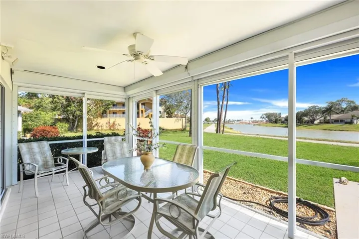 Lanai has electric roll down storm shutters.
