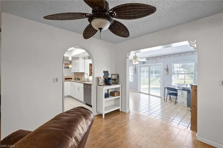View into Florida room and kitchen