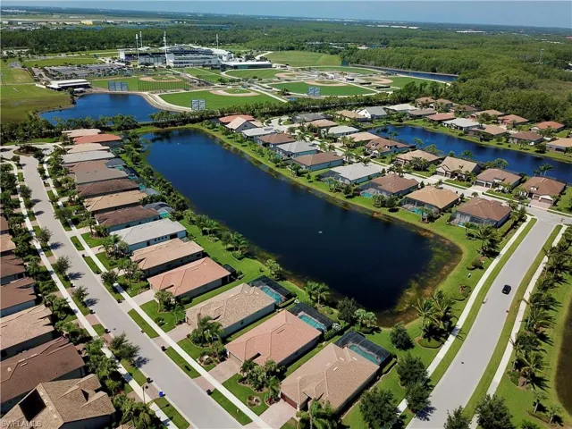 Gorgeous view of the lake behind the home and Jetblue park in the distance