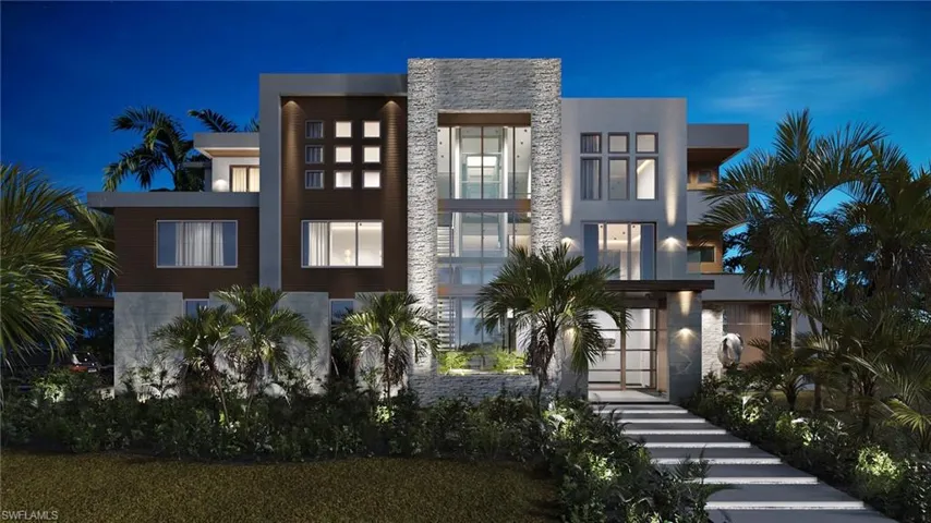 View of property at night