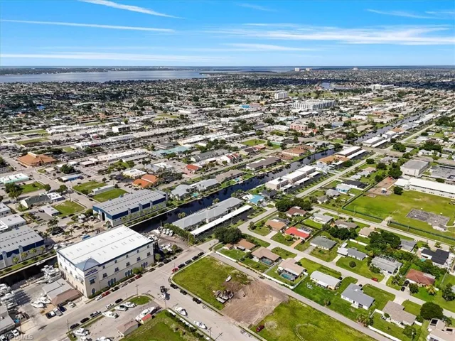 Aerial view of a nearby body of water