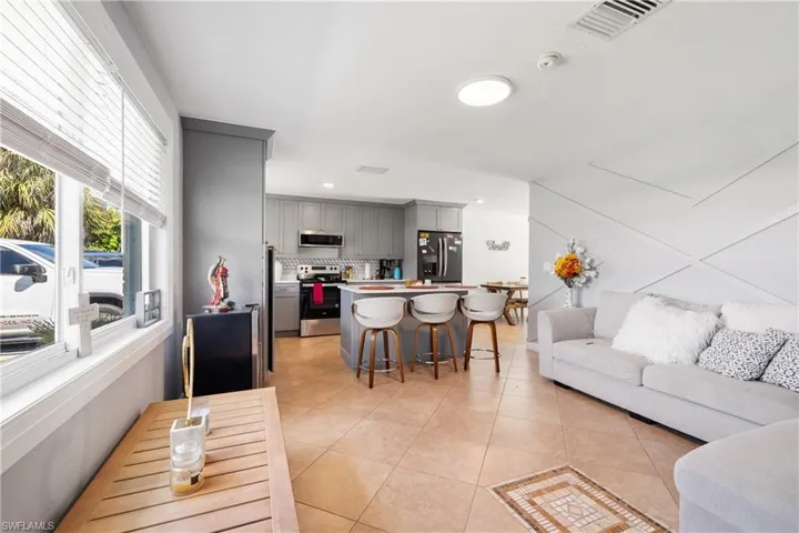 View of tiled living room