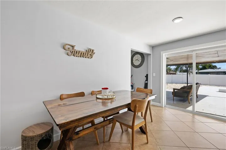 View of tiled dining room