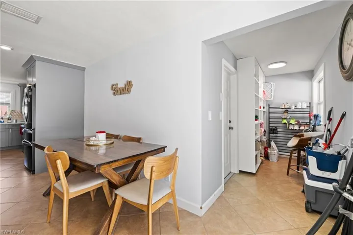 View of tiled dining space