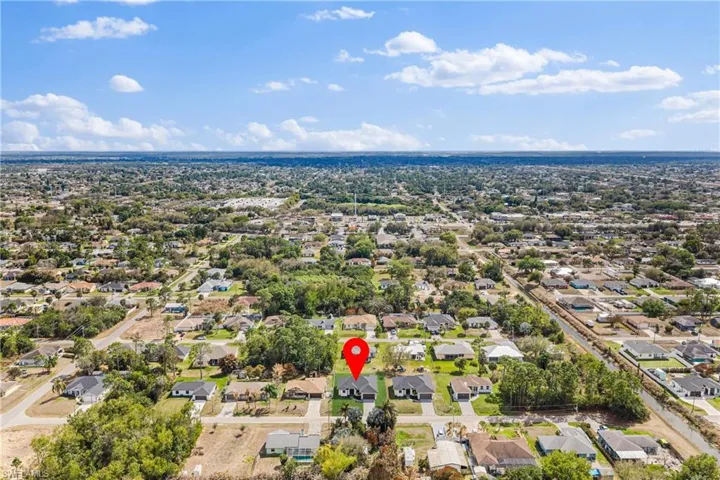 Aerial perspective of suburban area