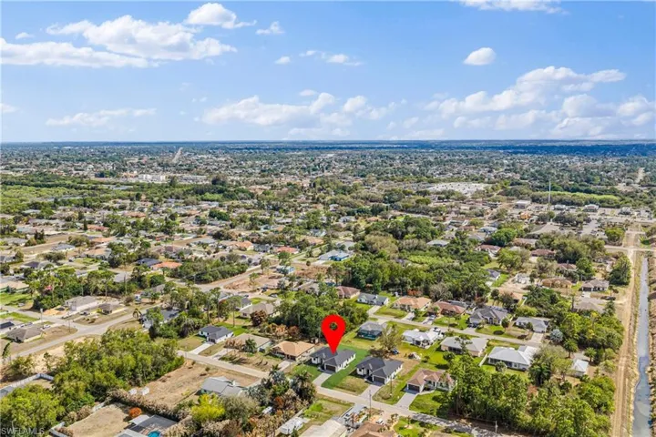 Aerial perspective of suburban area