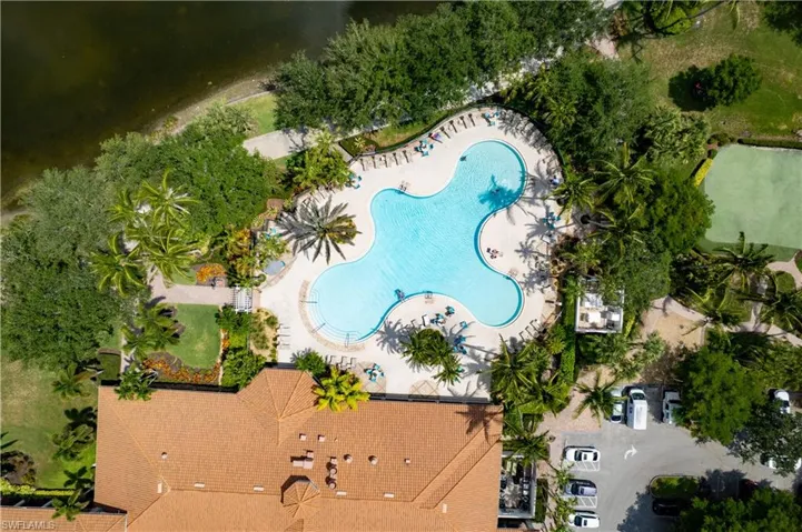 Aerial view of a pool area