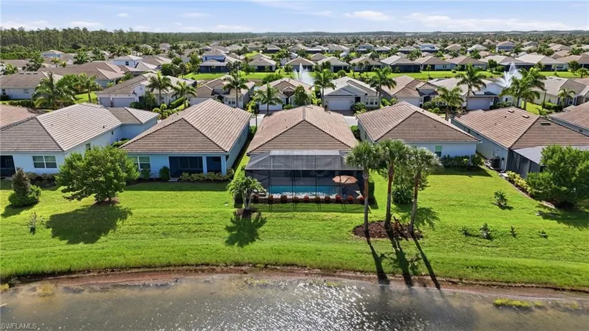 Lake, landscaped views