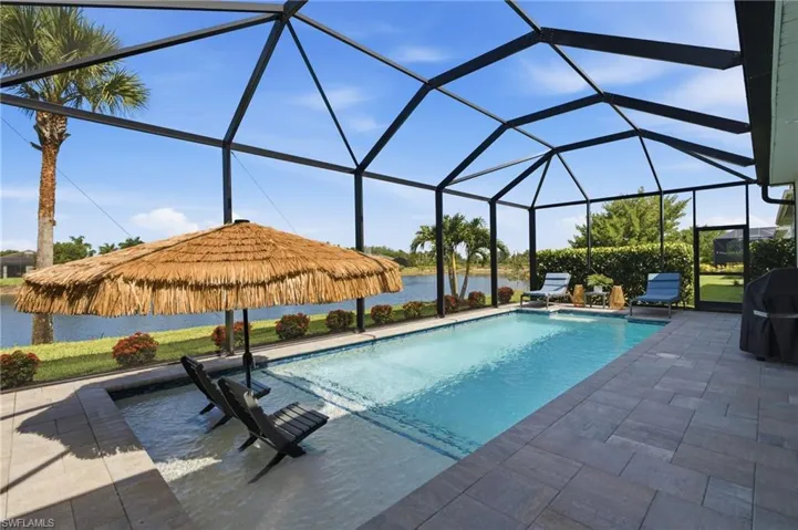 Daytime views, pool with sun shelf