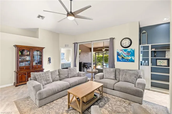Living room with ceiling fan