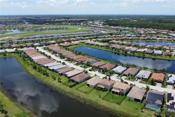 Bird's eye view featuring a residential view and a water view