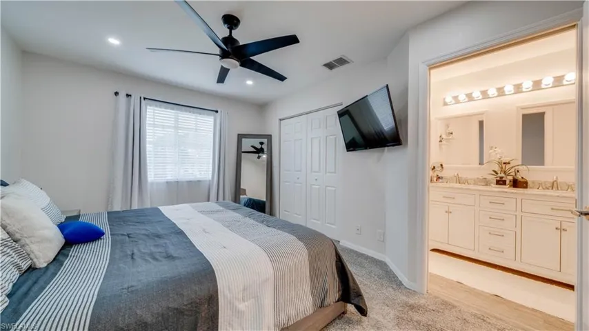 Primary Suite with walk in closet and remodeled bathroom