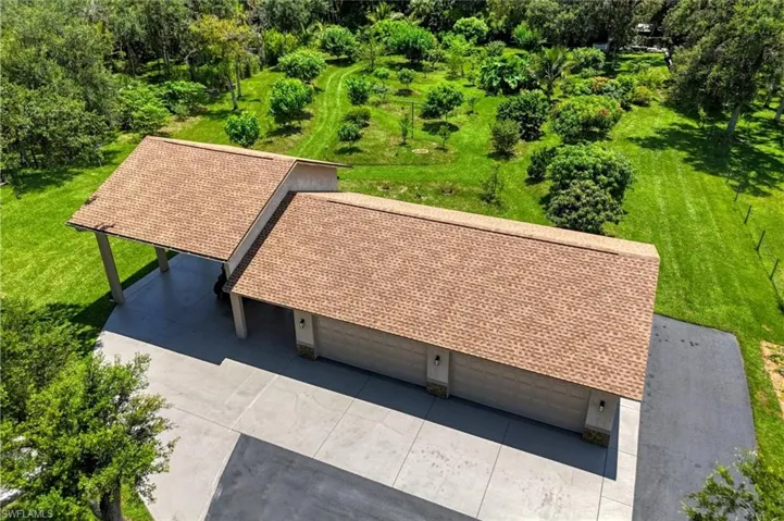 Drone / aerial view of the air conditioned workshop or 4 car garage