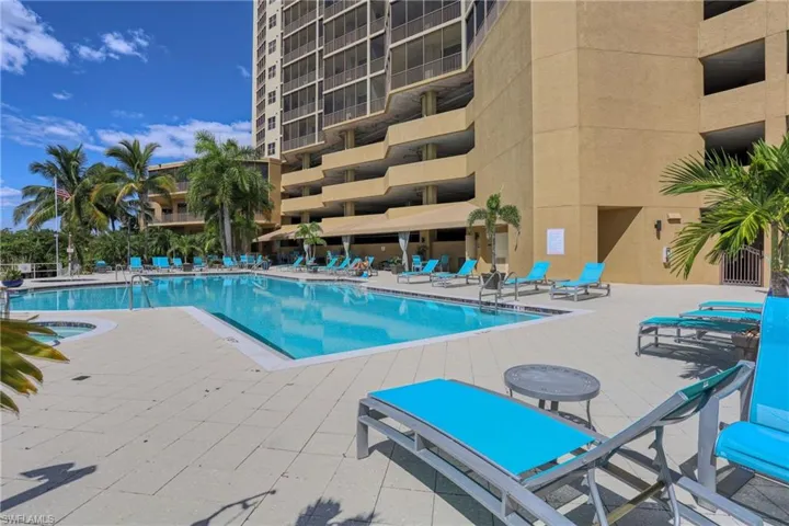 View of swimming pool with a patio