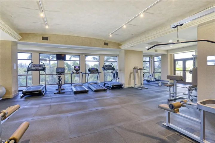 Workout area with track lighting