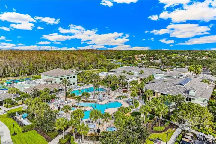 Aerial view of a pool