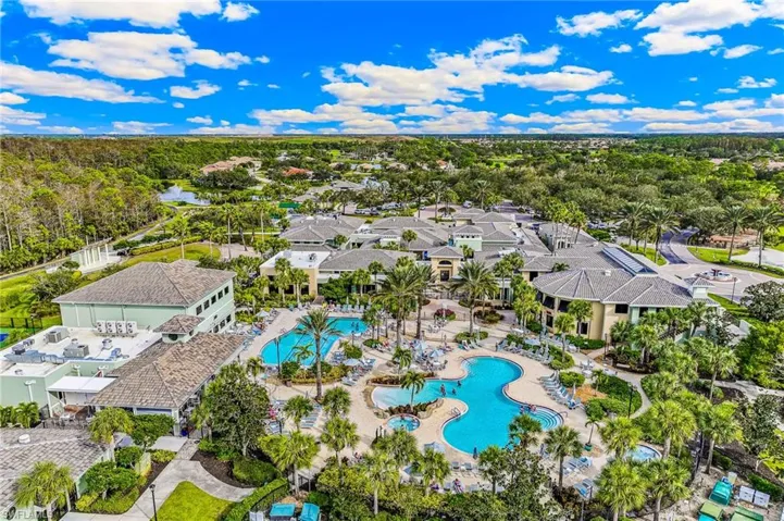 Drone / aerial view of a pool area