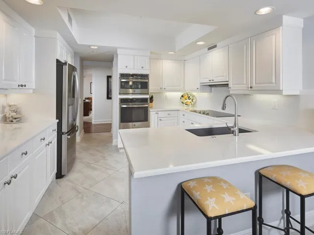 Kitchen with stainless steel appliances and new countertops