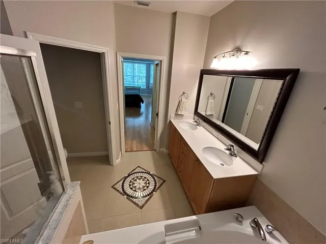 Master Bathroom looking into the master bedroom