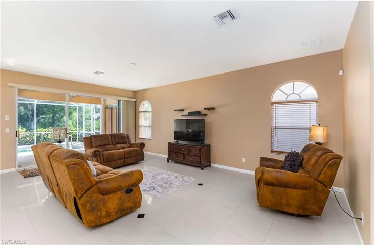 View of tiled living room