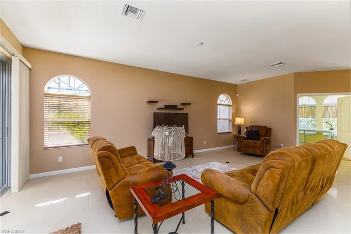 View of tiled living room
