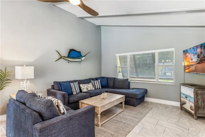 Living Room with vaulted ceiling