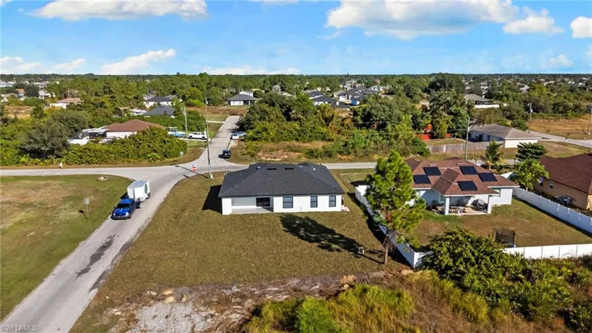 Aerial perspective of suburban area