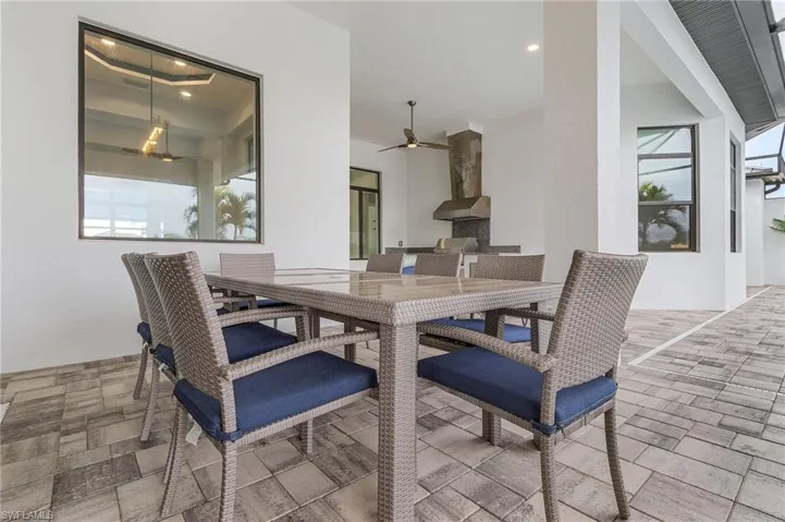 Dining area featuring ceiling fan