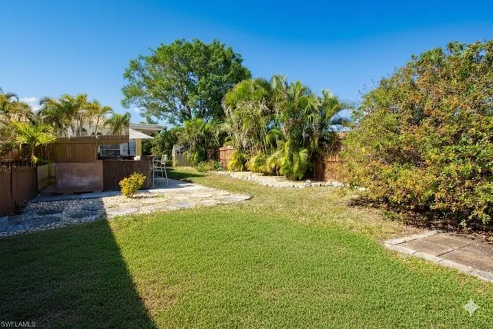 Fenced backyard featuring a patio area