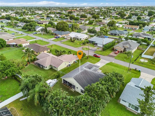 Aerial perspective of suburban area
